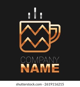 Line Cup of tea icon isolated on black background. Colorful outline concept. Vector