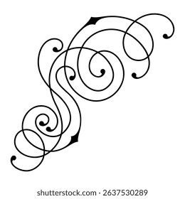 Line curl element. Modern decorative linear vignette.