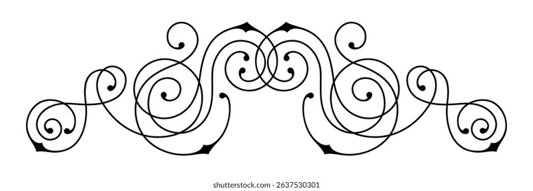 Line curl element. Modern decorative linear divider.