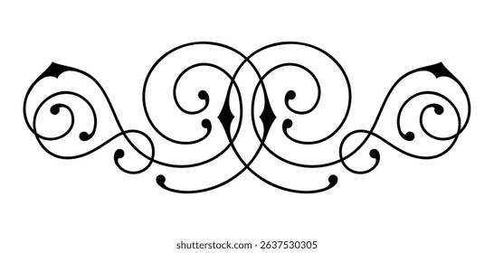 Line curl element. Modern decorative linear divider.