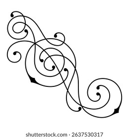Line curl element. Modern decorative linear vignette.