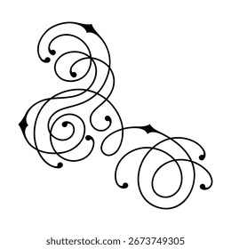 Elemento de rizo de línea. Viñeta lineal decorativa moderna.