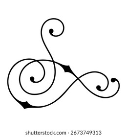 Line curl element. Modern decorative linear vignette.