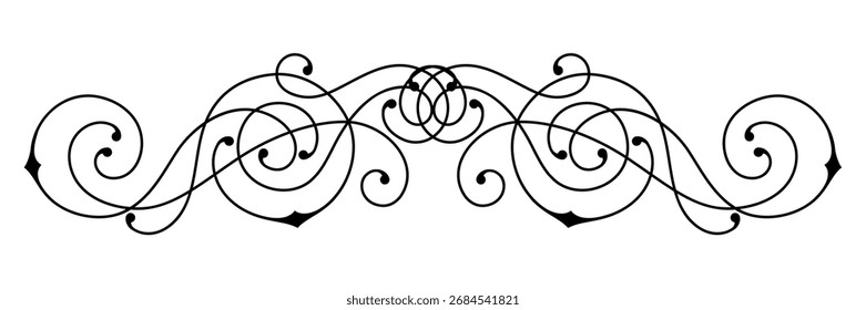 Elemento de rizo de línea. Divisor lineal decorativo moderno.