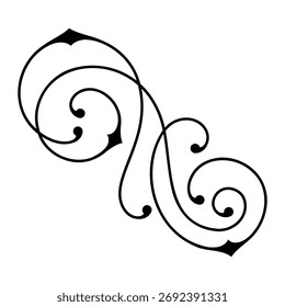 Line curl element. Modern decorative linear vignette.