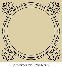 Line curl frame. Modern decorative linear background.