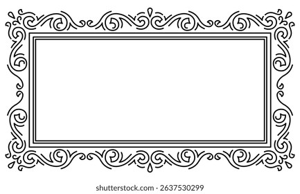 Line curl frame. Modern decorative linear background.