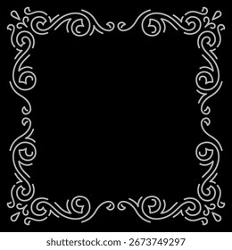 Line curl frame. Modern decorative linear background.