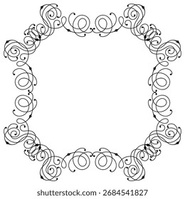 Line curl frame. Modern decorative linear background.