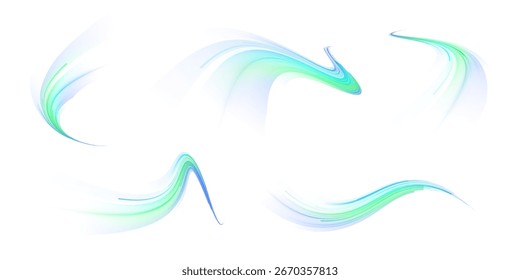 Line and curve beam shine with magic bokeh and glittering laser flash in vector illustration forming cyber futuristic flow