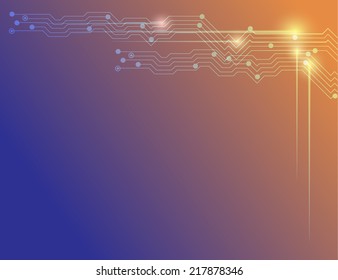 line curve geometry with shinny point light represent technology background