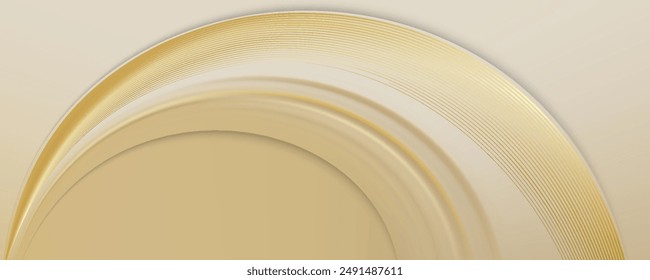 Line curve golden luxury on brown background. Realistic template cover 3d style design. Vector illustration.