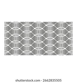 Textura da curva de linha. Vetor de faixa geométrica. Layout abstrato sem falhas. Padrão preto simétrico. EPS 10.
