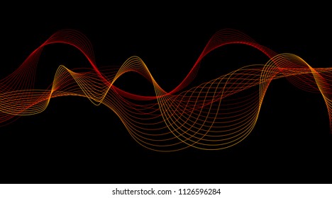 line curve wave abstract element light shape motion frequency style dynamic form energy gradient glow vector illustration art