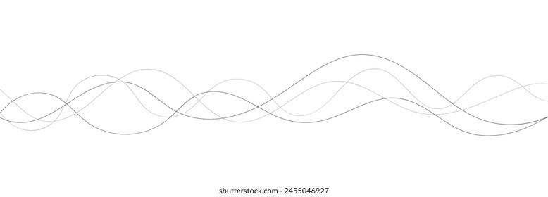 Line curve waves flow pattern vector element design or abstract dynamic stroke linear graphic rays black as liquid audio sound stream or energy tech trail texture, digital geometric motion modern