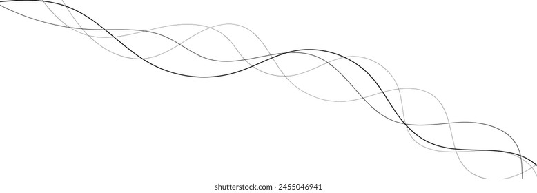 Line curve waves flow pattern vector element design or abstract dynamic stroke linear graphic rays black as liquid audio sound stream or energy tech trail texture, digital geometric motion modern