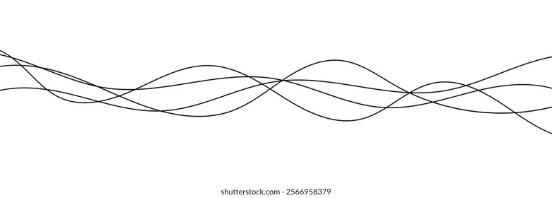 Line curve waves. Thin wavy line seamless pattern. Abstract dynamic curve stroke. Simple striped graphic template. Design element.