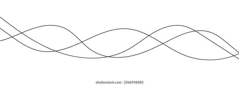 Line curve waves. Thin wavy line seamless pattern. Abstract dynamic curve stroke. Simple striped graphic template. Design element.