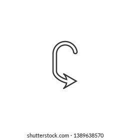 line curved arrow icon vector. curve arrow icon. Vector illustration