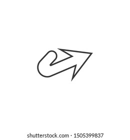Line curved arrow icon vector. curve arrow icon. Vector illustration