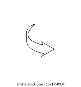 Line curved arrow icon vector. curve arrow icon. Vector illustration