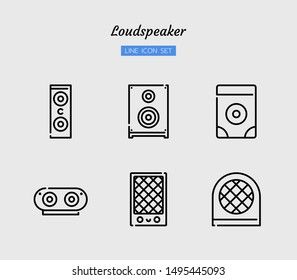 line cut icon symbol set. audio music electric equipment concept, loudspeaker. Isolated flat outline vector design.