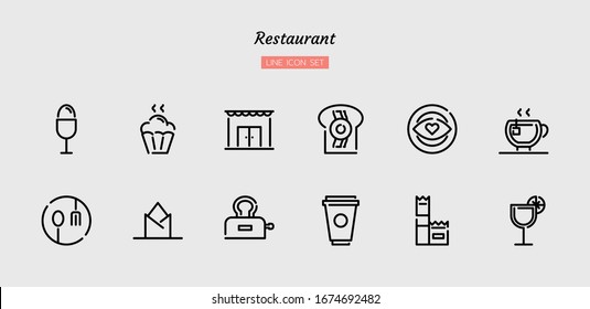 line cut icon symbol set, restaurant concept, food, drink, Isolated flat outline vector design