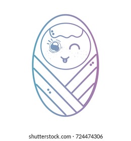 line cute baby boy with blanket and hairstyle