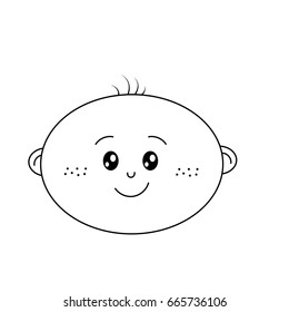 line cute baby boy face with expression
