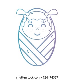 line cute baby girl with blanket and hairstyle