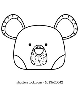 line cute bear head wild animal