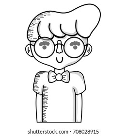 line cute boy with clothes and hairstyle