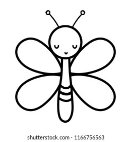 line cute butterfly insect animal with wings