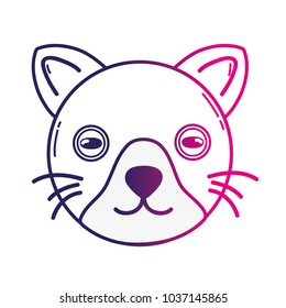 line cute cat head pet animal