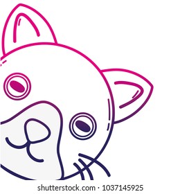 line cute cat head pet animal
