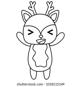 line cute and cheerful deer wild animal