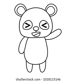 line cute and cheerful panda wild animal
