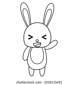 line cute and cheerful rabbit wild animal