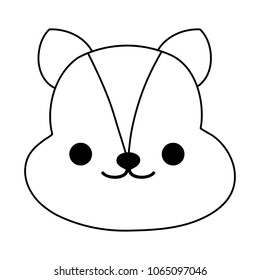line cute chipmunk head wild animal