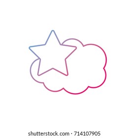 line cute cloud and star weather design icon