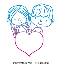 line cute couple with hairstyle and passion heart