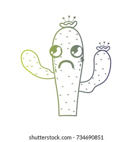 line cute crying cactus plant