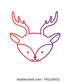 line cute deer head wild animal