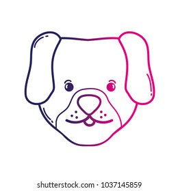 line cute dog head pet animal