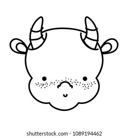 line cute dragon head with horns style