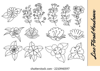 line cute flower set collection