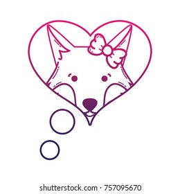 line cute fox female animal inside chat bubble