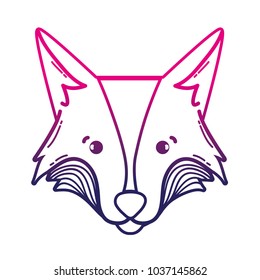 line cute fox head wild animal