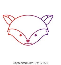 line cute fox head wild animal