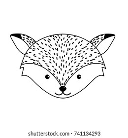 line cute fox head wild animal